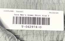 Load image into Gallery viewer, Zara Mens Green Raised Jacquard Long Sleeve Button-Up Shirt Size Small