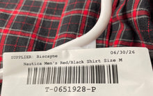 Load image into Gallery viewer, Nautica Mens Red Black Plaid Cotton Long Sleeve Collared Button-Up Shirt Size M