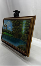 Load image into Gallery viewer, C. McGhie Landscape Framed Trees River Green Blue Signed Wall Decor Art Painting