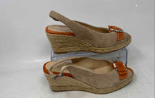 Load image into Gallery viewer, Castell Womens Beige Suede Peep Toe Wedge Heel Espadrille Sandals Size EUR 36
