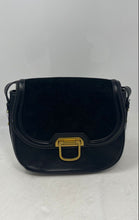 Load image into Gallery viewer, Mango Womens Black Faux Leather And Suede Buckle Flap Adjustable Shoulder Purse