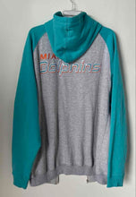 Load image into Gallery viewer, Fanatics Mens Gray Turquoise Miami Dolphins Long Sleeve NFL Hoodie Size XLT