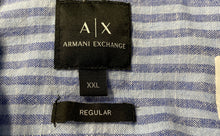 Load image into Gallery viewer, Armani Exchange Mens Blue Striped Short Sleeve Collared Button-Up Shirt Size XXL