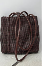Load image into Gallery viewer, Nine West Womens Brown Woven Leather Inner Pockets Double Handle Shoulder Purse