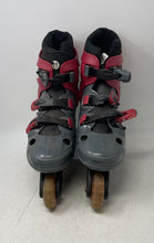 Load image into Gallery viewer, Quest Mens Forward Gray Red Leather Adjustable Inline Roller Skates Size 11