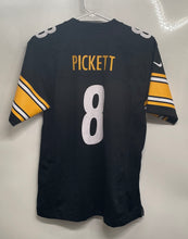 Load image into Gallery viewer, Nike Boys Black Pittsburgh Steelers Kenny Pickett #8 On Field NFL Jersey Size L