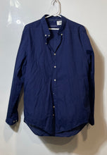 Load image into Gallery viewer, Zara Mens Dark Blue Long Sleeve Collared Slim-Fit Button-Up Shirt Size XL