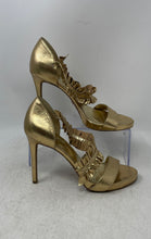 Load image into Gallery viewer, Michael Kors Womens Gold Leather Open Toe High Stiletto Slip-On Heels Size 9M