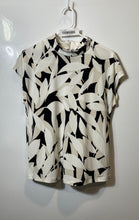 Load image into Gallery viewer, Calvin Klein Womens Black White Leaf Print Mock Neck Back-Zip Blouse Top Size S