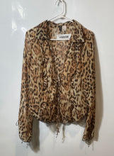 Load image into Gallery viewer, Divided By H&M Womens Brown Animal Print Long Sleeve Blouse Top Size Small