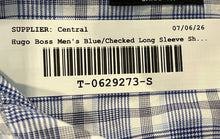 Load image into Gallery viewer, Hugo Boss Mens Blue White Check Long Sleeve Collared Dress Shirt Size 15.5 32/33