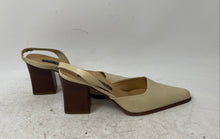 Load image into Gallery viewer, Via Spiga Womens Beige Leather Pointed Toe Slip-On Slingback Heels Size 7.5