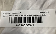 Load image into Gallery viewer, Calvin Klein Mens Beige White Striped Print Relaxed Fit Button-Up Shirt Size XL