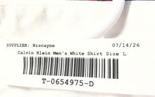 Load image into Gallery viewer, Calvin Klein Mens White Stretch Long Sleeve Spread Collar Dress Shirt Size L