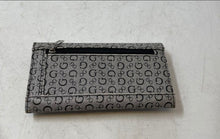 Load image into Gallery viewer, Guess Womens Gray Black Monogram Print Horizontal Flap Fold Over Trifold Wallet