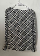 Load image into Gallery viewer, Express Womens White Black Plaid Long Sleeve Round Neck Blouse Top Size Small