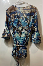Load image into Gallery viewer, Alberto Makali Womens Multicolor Abstract Bell Sleeve Pullover Blouse Top Size M