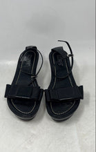 Load image into Gallery viewer, Franco Sarto Womens Black Leather Buckle Wedge Ankle Strap Sandals Size 7 M