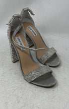 Load image into Gallery viewer, Steve Madden Womens Carrson Silver Rhinestone Block Ankle Strap Sandals Sz 7.5M