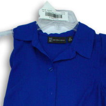 Load image into Gallery viewer, New York Company Womens Blue Sleeveless Button Front Ruffle Hem Blouse Top Sz XS
