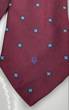 Load image into Gallery viewer, Christian Dior Mens Burgundy Printed Adjustable Bar Track Designer Tie Stained