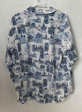 Load image into Gallery viewer, Karl Lagerfeld Womens Blue White Printed Long Sleeve Button-Up Shirt Size XL