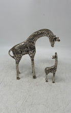 Load image into Gallery viewer, Lot Of 2 Pcs Decorative Collectible Giraffe Silver Tone Figurines