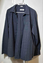 Load image into Gallery viewer, Calvin Klein Mens Blue Plaid Cotton Long Sleeve Collared Button-Up Shirt Size XL