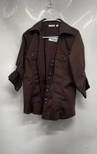 Load image into Gallery viewer, New York & Company Womens Brown Stretch Long Sleeve Button-Up Shirt Size L