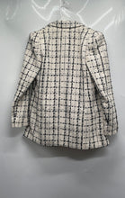 Load image into Gallery viewer, Express Womens White Plaid Tweed Double-Breasted Blazer Jacket Size S With Tag