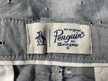 Load image into Gallery viewer, Penguin Mens Gray Geometric Embroidered Slash Pocket Chino Shorts Size 33