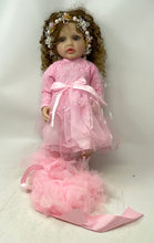 Load image into Gallery viewer, Unbranded Curly Brown Hair Realistic Baby Doll In Pink Dress With Accessories