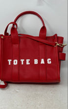 Load image into Gallery viewer, The Tote Bag Womens Red Leather Detachable Strap Top Handle Mini Tote Bag