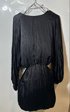 Load image into Gallery viewer, Zara Womens Black Long Sleeve Collarless Deep V-Neck Wrap Dress Size Medium