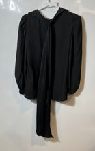 Load image into Gallery viewer, Zara Womens Black Long Sleeve Collared V-Neck Bac Tie Detail Blouse Top Size M