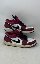 Load image into Gallery viewer, Nike Mens Air Jordan 1 Low 553558-604 White Burgundy Black Sneaker Shoes Size 13