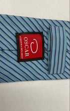 Load image into Gallery viewer, Oscar De La Renta Mens Blue Striped Printed Adjustable Pointed Tie