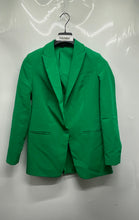 Load image into Gallery viewer, Express Womens Green Long Sleeve Pockets Notch Lapel One-Button Blazer Size XS