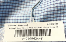 Load image into Gallery viewer, Michael Kors Mens Blue Plaid Print Stretch Long Sleeve Slim Fit Dress Shirt Sz M