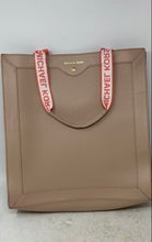 Load image into Gallery viewer, Michael Kors Womens Beige Leather Logo Ribbon Straps Large Tote Handbag