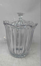 Load image into Gallery viewer, Studio Nova Clear Crystal Glass Ribbed Kitchenware Storage Lidded Cookie Jar
