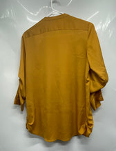 Load image into Gallery viewer, Calvin Klein Womens Yellow Long Roll Tab Sleeve Button Front Blouse Top Size S