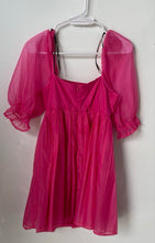 Load image into Gallery viewer, Forever 21 Womens Hot Pink 3/4 Puff Sleeve Square Neck Short Mini Dress Size S
