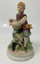 Load image into Gallery viewer, Andrea By Sadek Colonial-Style Sitting Man Holding Birdhouse Ceramic Figurine