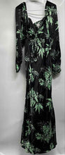 Load image into Gallery viewer, Asos Womens Green Black Printed Long Sleeve Elastic Waist Maxi Dress Size 10