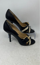 Load image into Gallery viewer, Michael Kors Womens Black Leather Peep-Toe Stiletto Pump Heels Size 7M