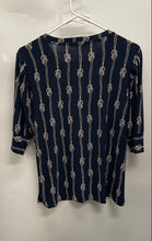 Load image into Gallery viewer, Tommy Hilfiger Womens Blue Rope Knot Print Short Sleeve Blouse Top Size L