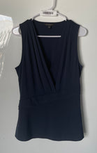 Load image into Gallery viewer, Banana Republic Womens Blue Sleeveless V-Neck Pleated Front Tank Top Size Medium