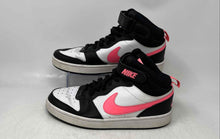 Load image into Gallery viewer, Nike Kids Court Borough Mid 2 White Black Pink Mid Top Sneaker Shoes Size 7Y