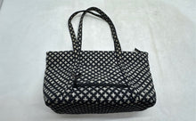Load image into Gallery viewer, Vera Bradley Womens Black White Floral Quilted Shoulder Strap Zipper Tote Bag